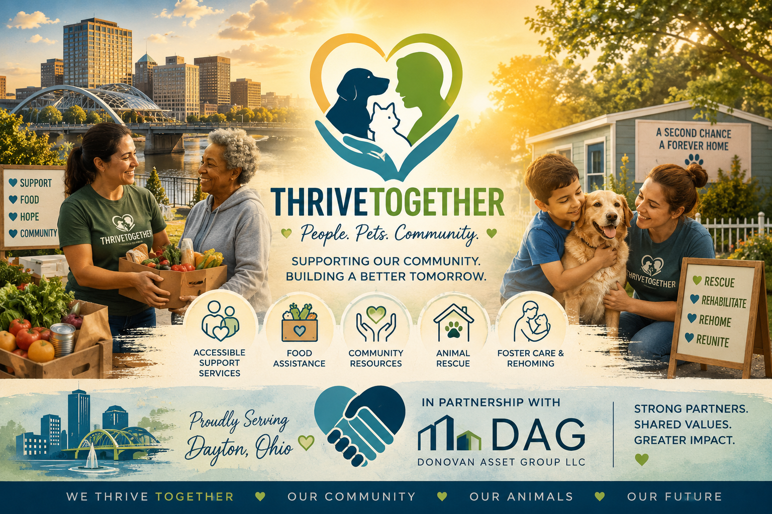 ThriveTogether community: families, neighbors, and rescued pets in Dayton, Ohio